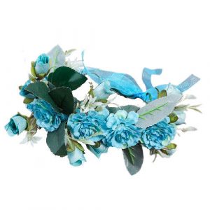 Corona de flores azules