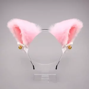 diadema con orejas de gato rosa 2